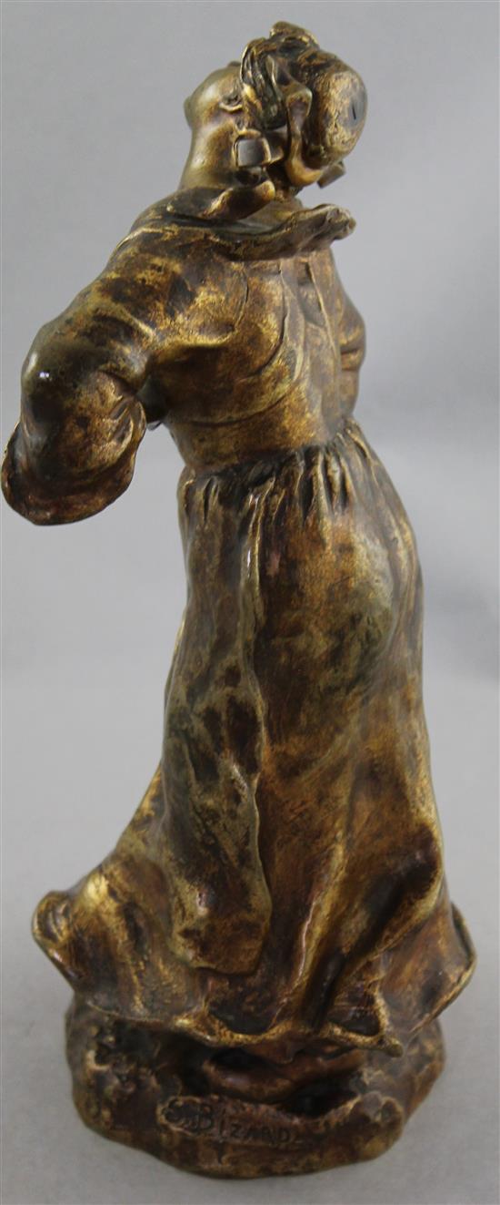 Susanne Bizard (1873-1963). A gilt bronze figure of a laughing Dutch girl, 12in.